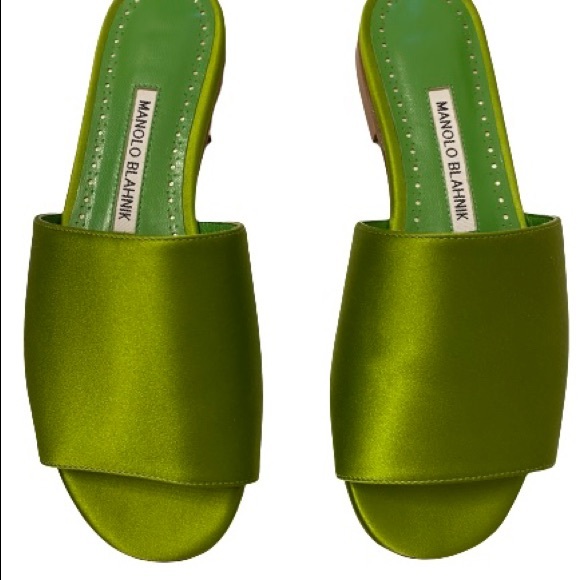 Manolo Blahnik Green Rapalla Sandals - Picture 2 of 3